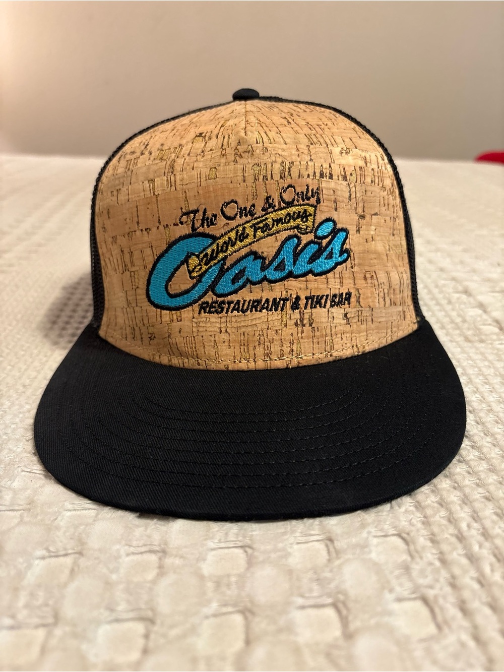 The World Famous Oasis St. Augustine Beach Cork-Front Black Snapback Hat